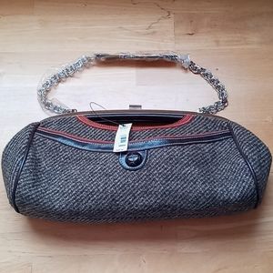 Brown Tweed Handbag with Chain Handle New with Tag